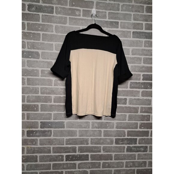 Lauren Ralph Lauren Womens Ivory,Black Pullover Cuffed‎ Top Size 1X - Picture 1 of 9